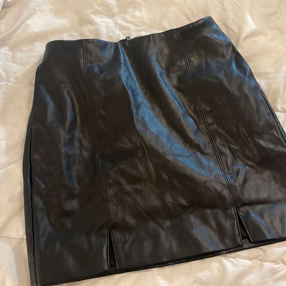 Leather skirt with slits